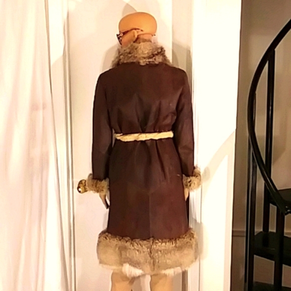 Stunning🔥🔥 Dora Santi Reversible Natural Brown Leather & Tan Genuine Fur Coat. - Picture 8 of 10